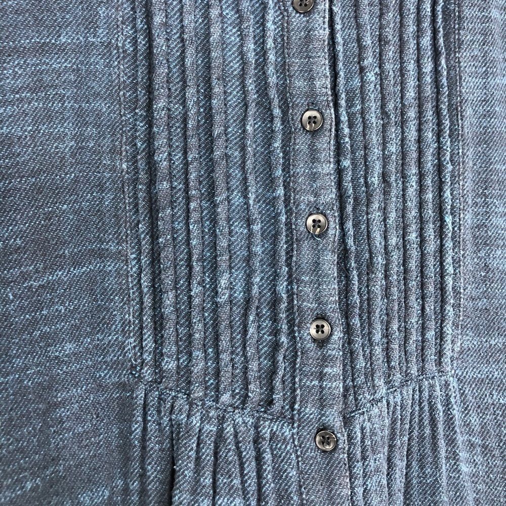 Free People Navy Plaid Flannel Button Down Long Sleeve Shirt Top size XS - Picture 4 of 13